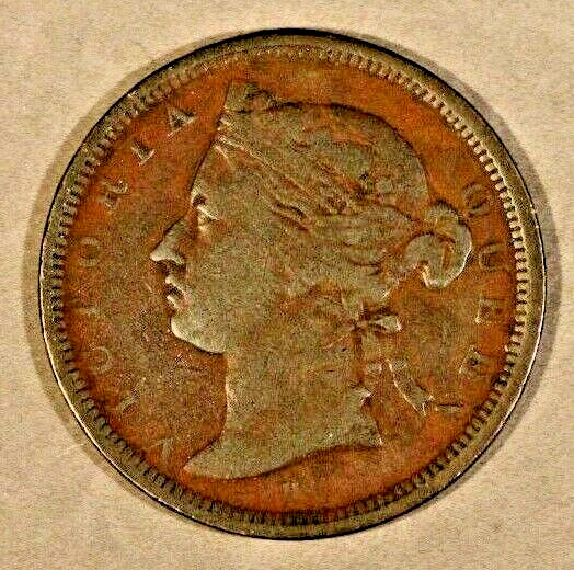 1872H Straits Settlements Half Cent Weak Reverse