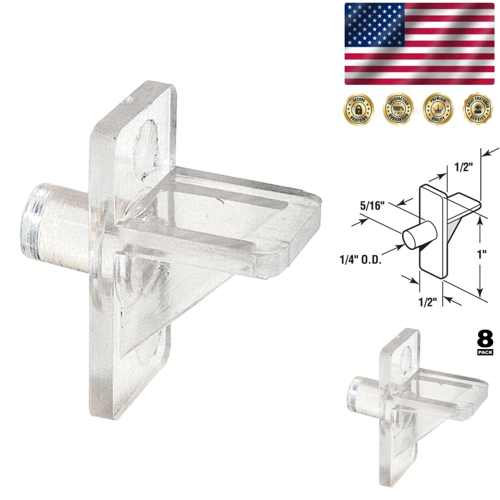 Shelf Support Pegs 8 Pack - 1/4 Inch Clear Plastic for Reliable Shelf Solutions