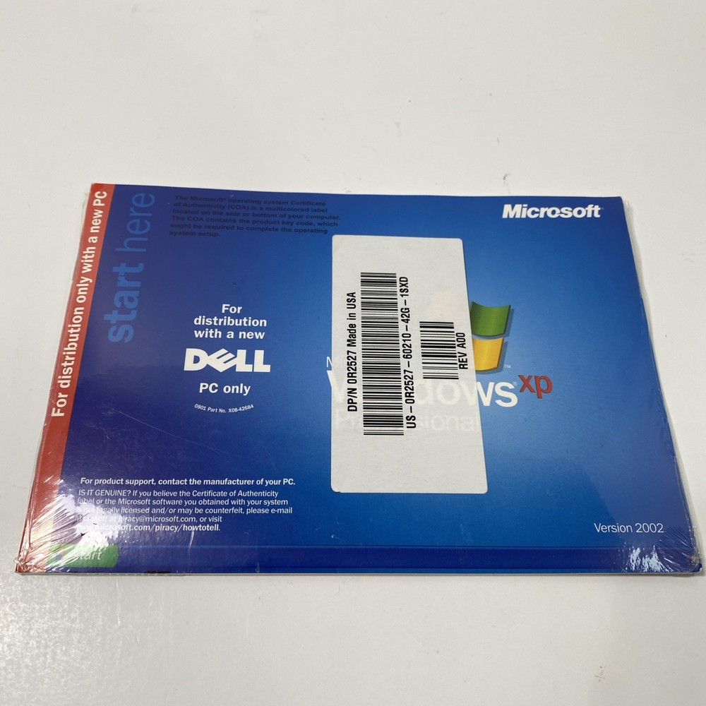 Sealed Microsoft Windows XP Professional Version 2002 NO Key Dell #1
