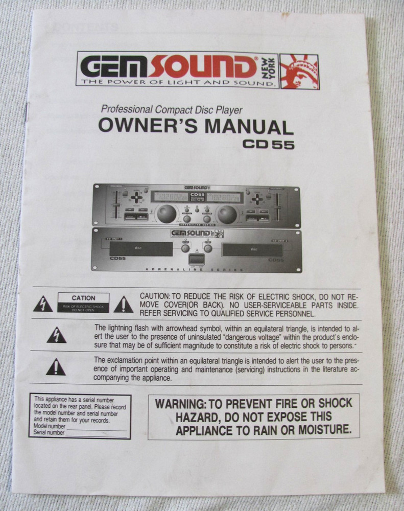 Gem Sound Adrenaline(CD55) - Mountable Dual Professional Disc Player UNTESTED