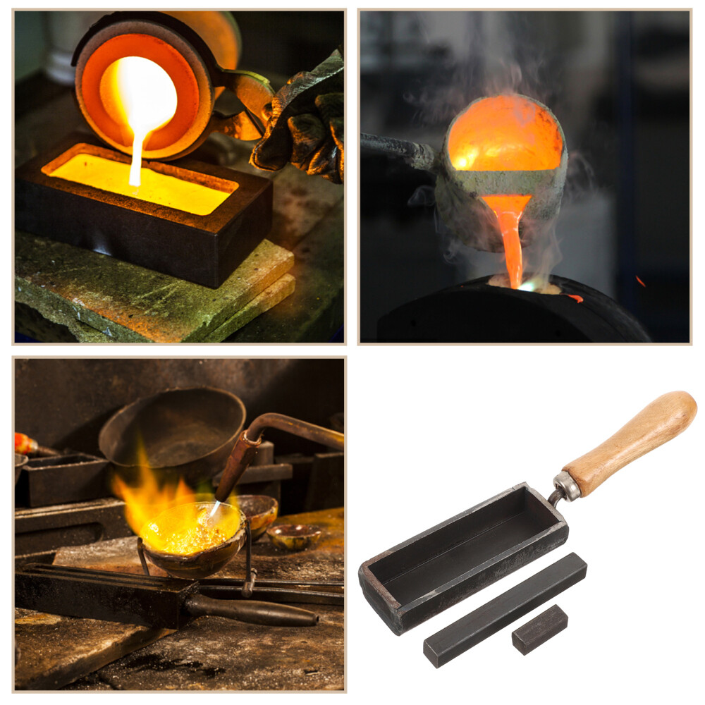 1 Set Strip Shape Iron Ingot Mold Casting Mold For Melting Refining With Handle