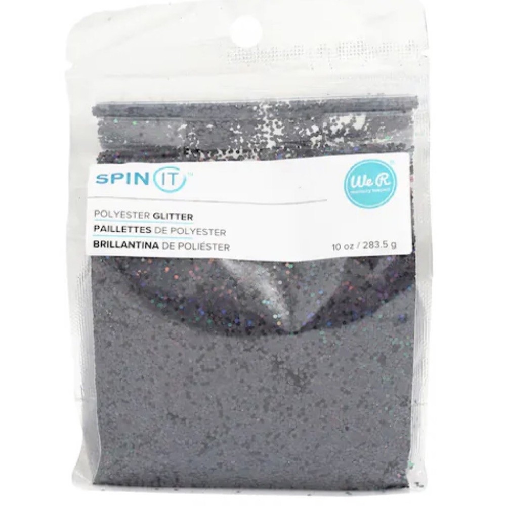 Black Chunky Polyester Glitter Holographic 10oz Spin It American Crafts