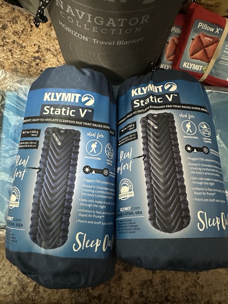 Klymit Sleeping Bag Bundle 2 Bags + Blanket Pads Pillows Hydration Gear NEW