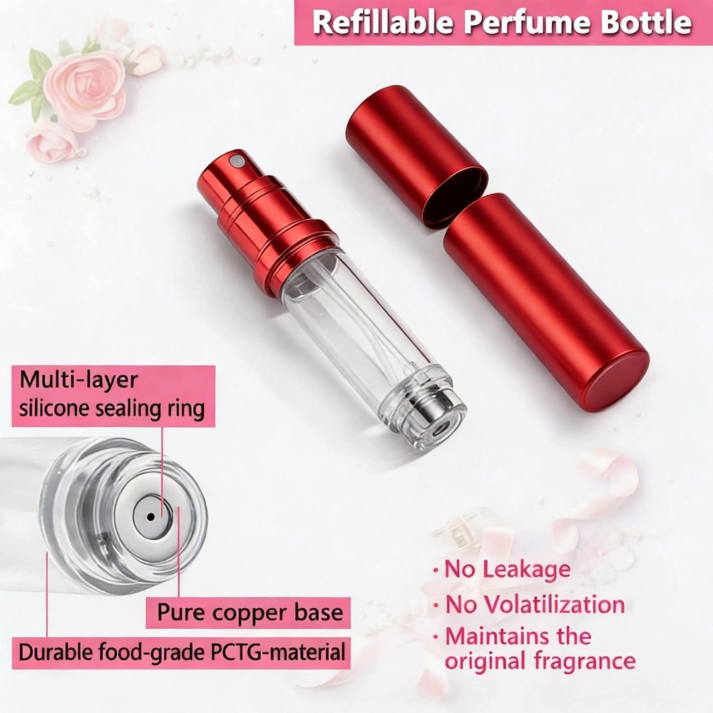 2 Pack 5ML Travel Perfume Atomizers, Refillable Bottom Fill Design Spray Bottles