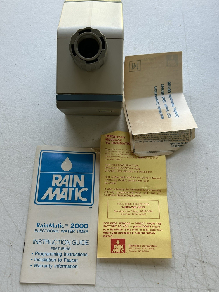 RainMatic 2000 Electronic Water Timer Waters Lawns & Gardens Automatically 4 Cyc