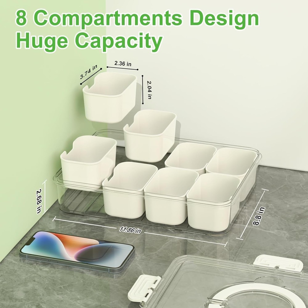 Mfacoy Snackle Box Container, 2 Pack Divided Serving Tray, Milky White