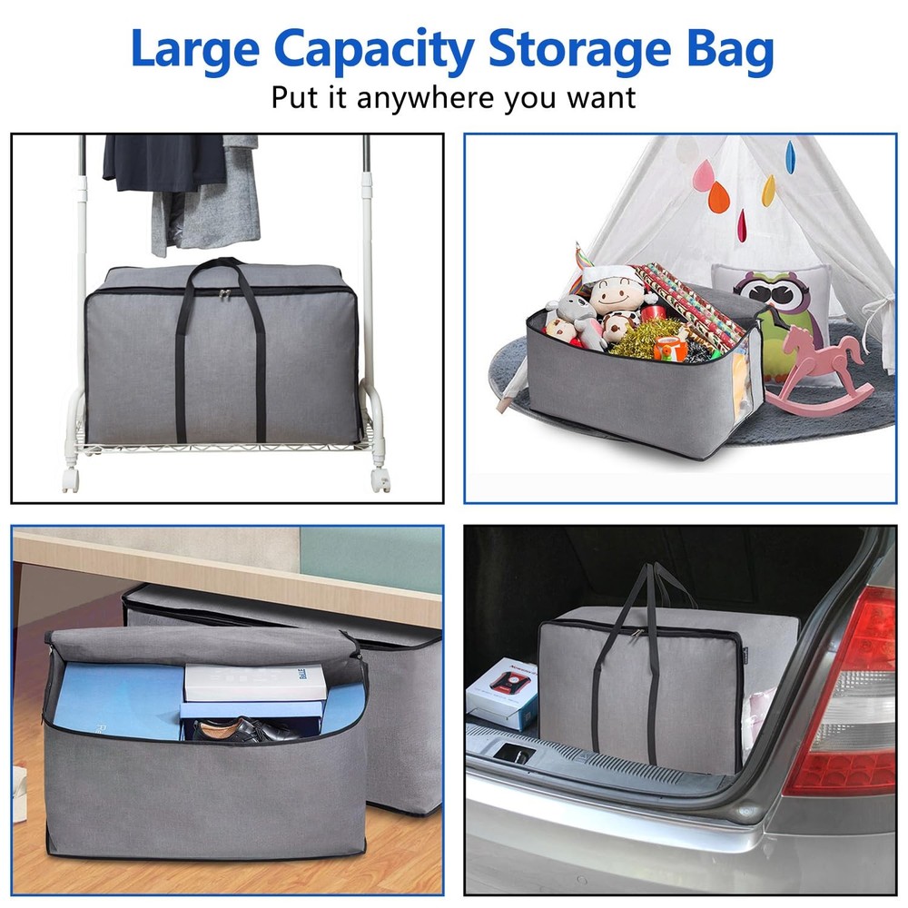 Thick Over Size Storage Bag, Folding Organizer Bag, Under Bed Storage, Colleg...