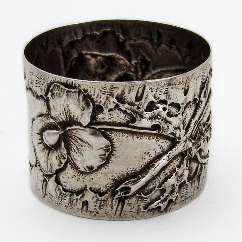 Floral Napkin Ring German Hanau 800 Silver No Mono