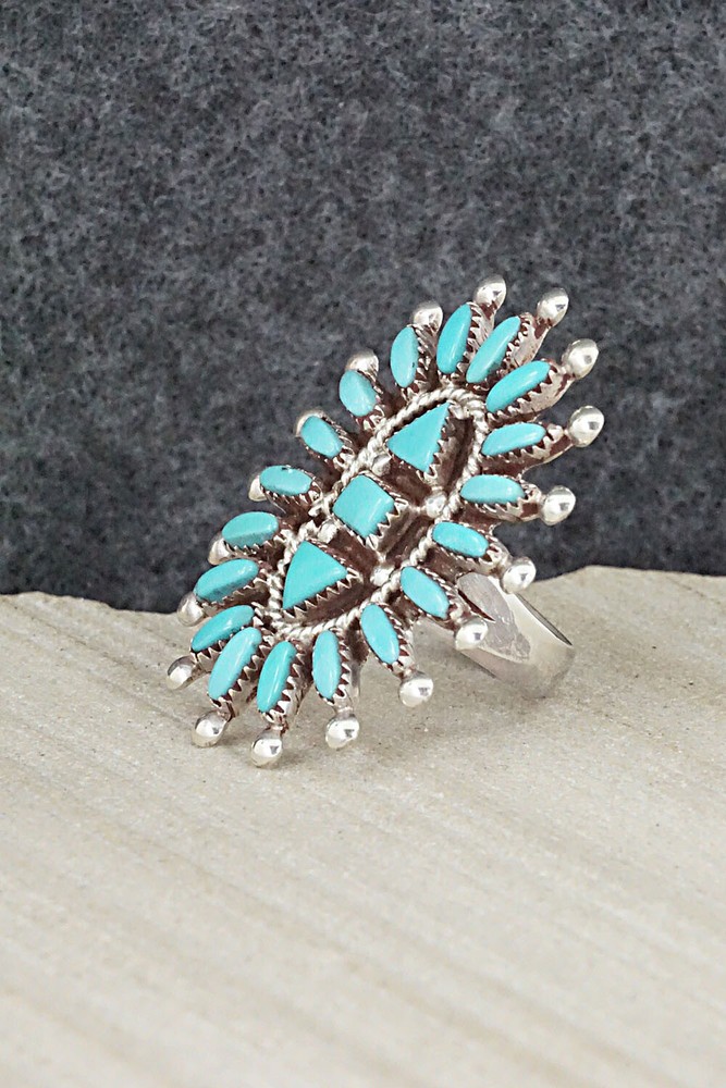 Turquoise & Sterling Silver Ring - Evonne Hustito - Size 5.75