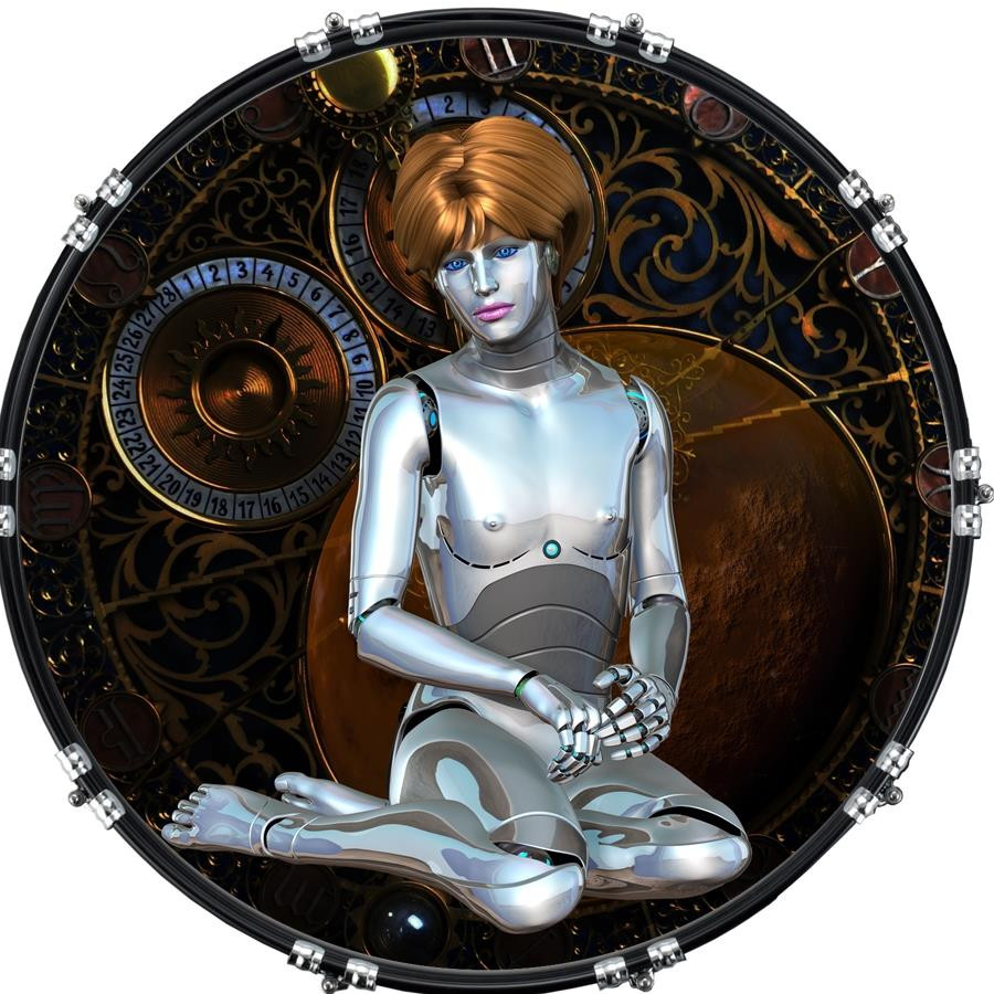 20" Custom Bass Kick Drum Front Head Graphic Graphical Android Pose