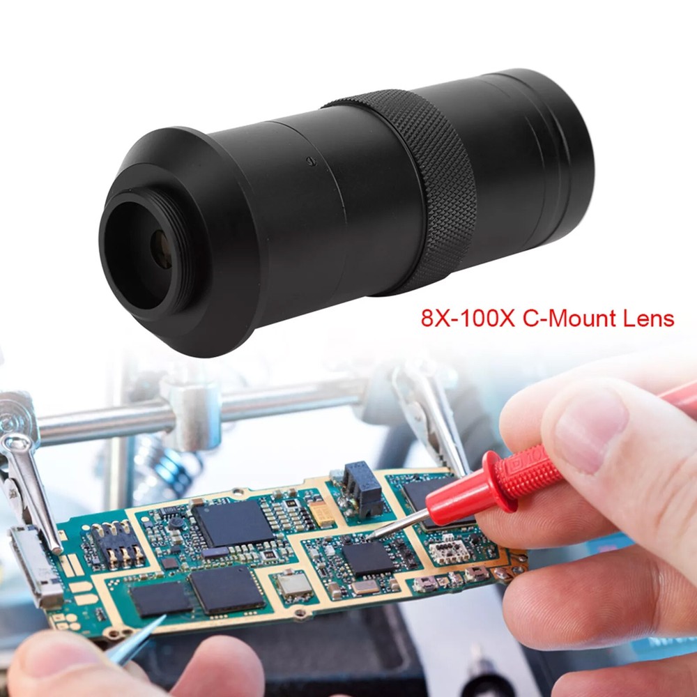 CCD Industrial Microscope Camera 8X-100X C Mount Lens 25mm Zoom Adjustable
