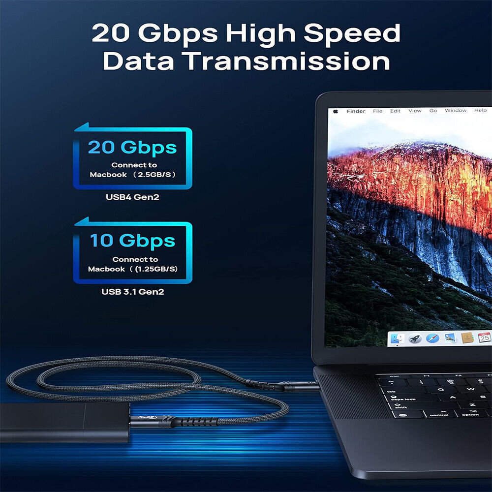 USB3.2 Gen2 USB C 20Gbps Cable Type C 5K 100W Fast Charging For Galaxy iPhone15