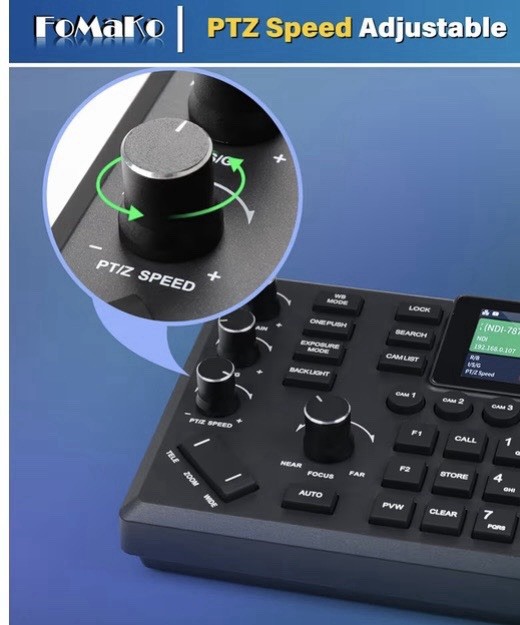 Pro NDI PTZ Camera Controller, Built-in LCD Preview, 4D Precision Joystick
