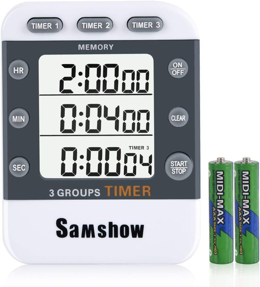 Digital Kitchen Timer Dual Timers 3 Channels Count Up/Down Cooking Timer Large D