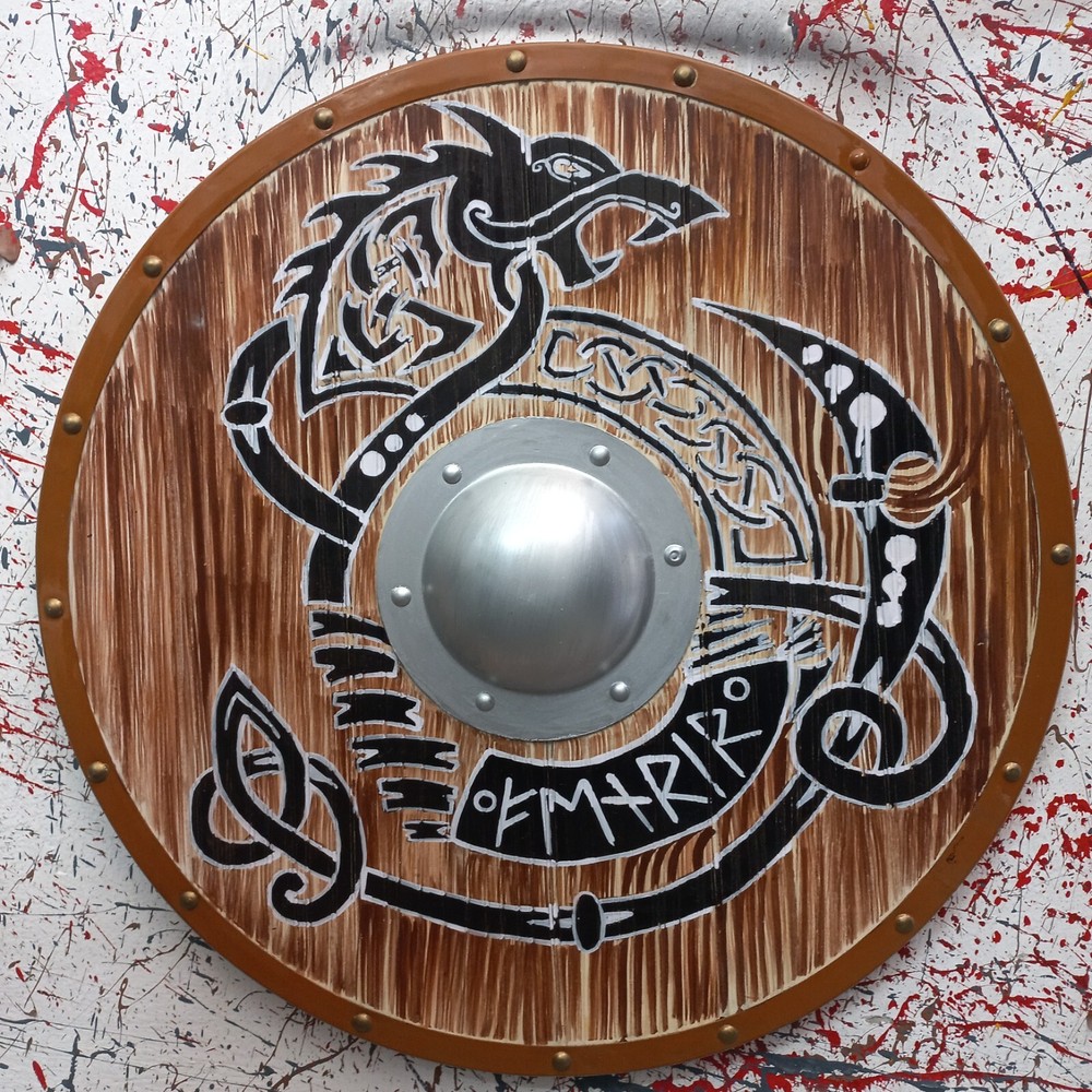 Medieval Wooden Dragon Viking Authentic Battle Warrior Shield Handmade