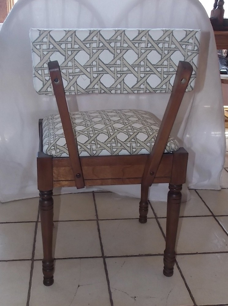 Solid Walnut Sewing Chair with Lift Seat / Vanity Bench (VB-16)