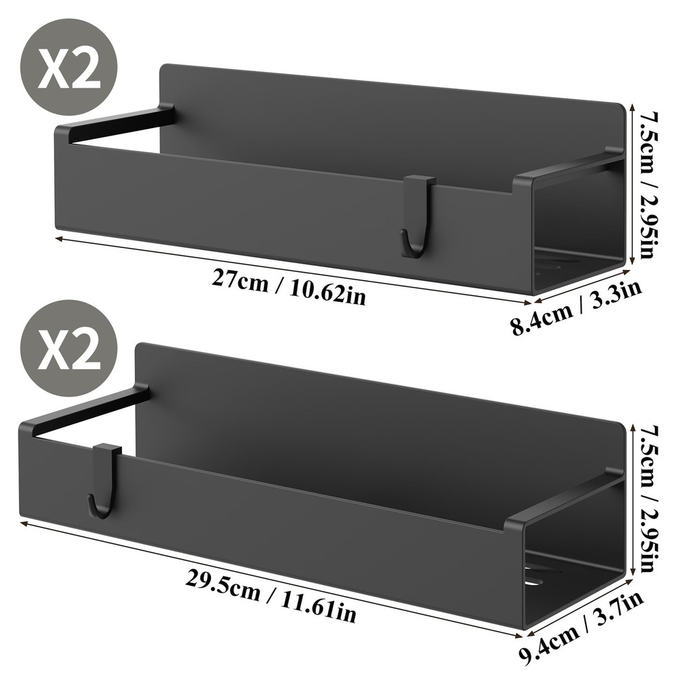 HuggieGems 4 Pack Magnetic Spice Rack Organizer for 4 Pack, Black