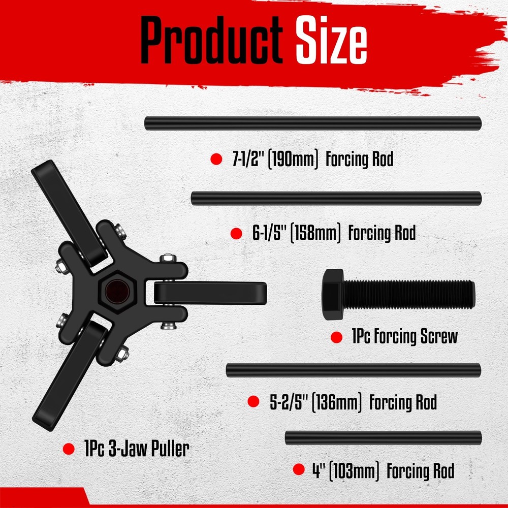 Heavy Duty Adjustable 3 Jaw Pulley Puller Tool Harmonic Balancer Puller Set