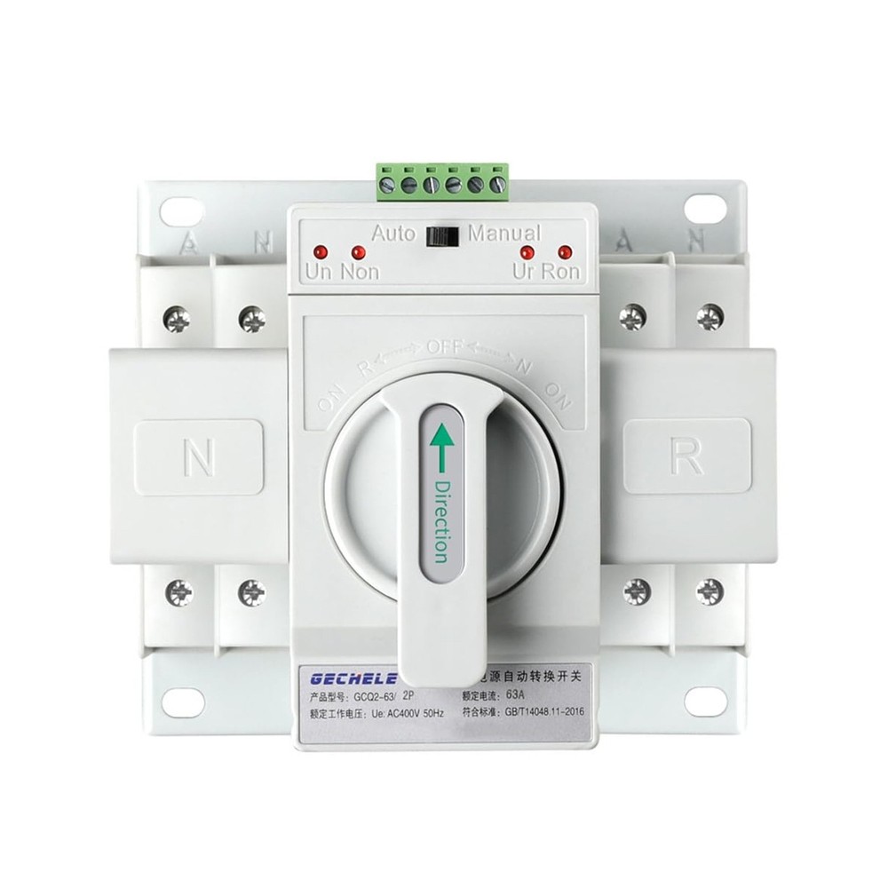 110V 63A 2P Dual Power Automatic Transfer Switch Generator Changeover Switch ...
