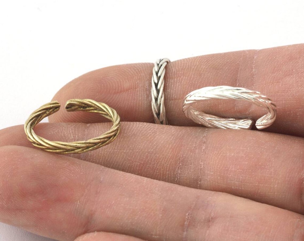 Braid Band Ring Adjustable Raw brass, Shiny Silver, Antique silver 7US size 5257