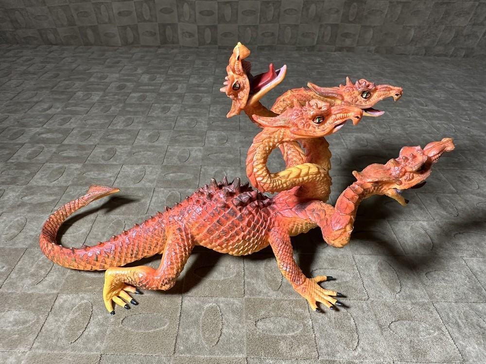 4-Headed Orange Hydra (Dragon) Figure Hard Plastic