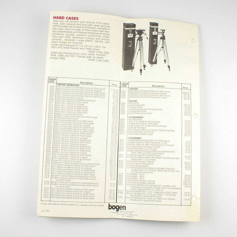 Bogen - Tripod Catalog - Vintage Brochure Booklet