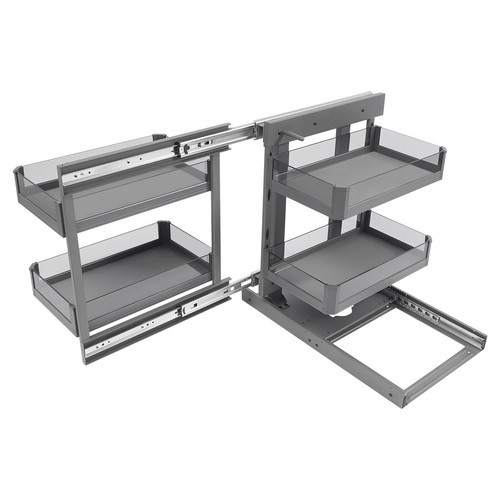 Blind Corner Pull Out Pantry Racks Left&Right Open Min Opening 14.57" W/4 Basket