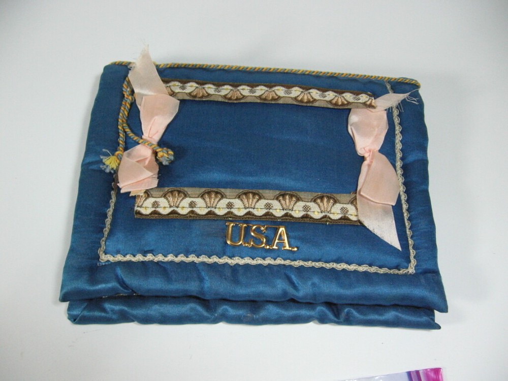 WWI Blue Silk "Forget Me Not" Eagle US Flag; Authentic and Original (12M)