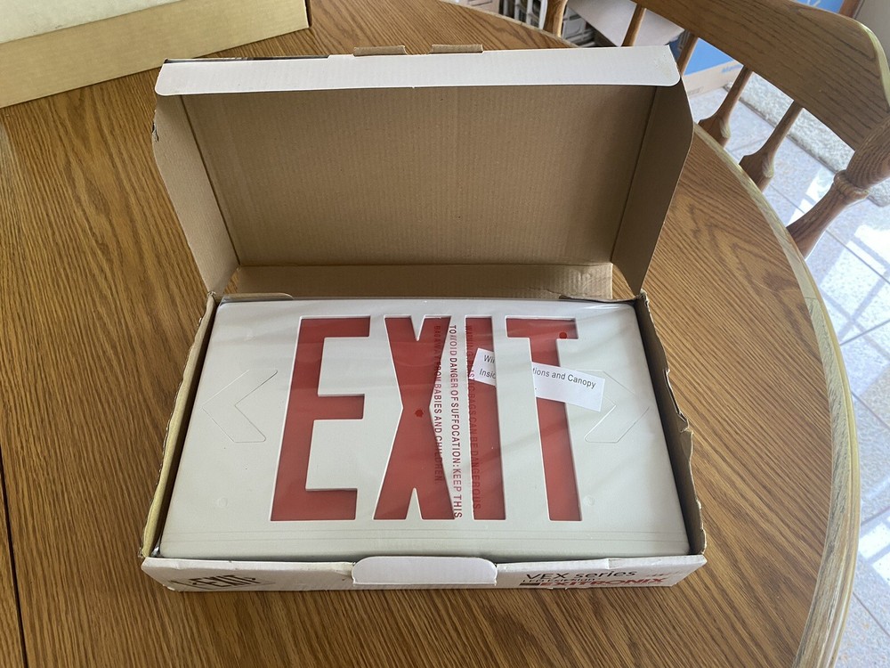 EXITRONIX LED EXIT SIGN w/ BATTERY BACKUP VEX-U-BP-WB-WH  NEW! $40
