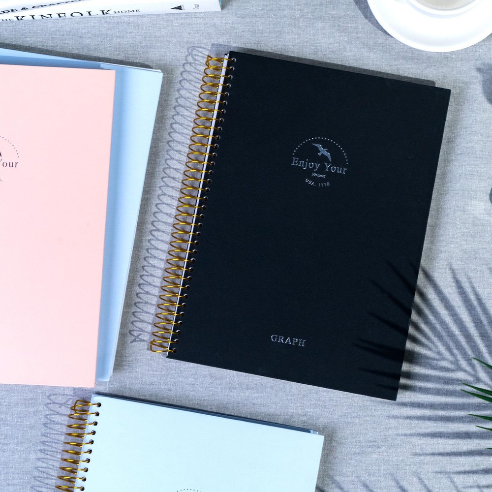 FLYING EAGLE 8.5 x 11 Large Graph Notebook Journal Spiral Graph, Black