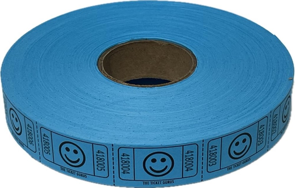 2000 Blue Smile Tickets Single Roll Consecutively Numbered Raffle Tickets