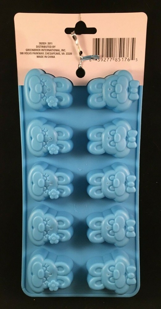 Easter Bunny Faces - Ice Cube Tray - 10 Mold Tray - Happy Easter - Blue