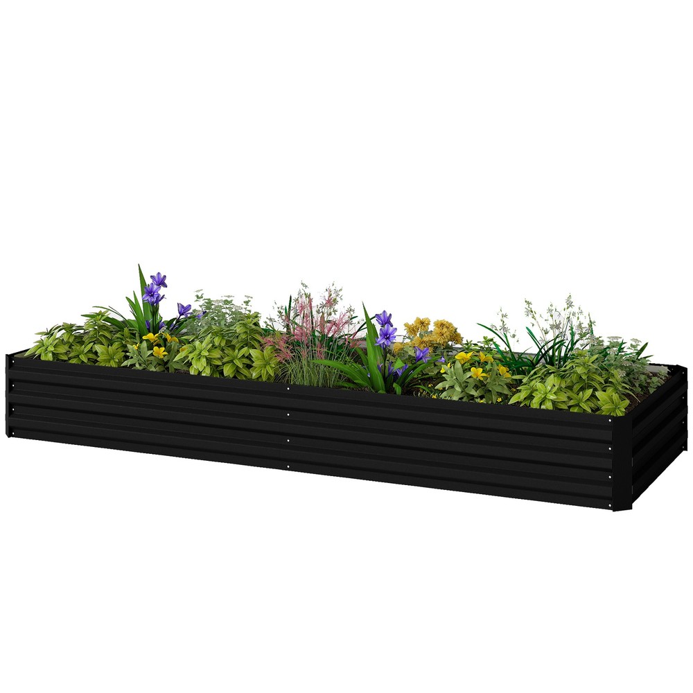 Outsunny Galvanized Raised Garden Bed Metal Planter Box Easy Quick Setup