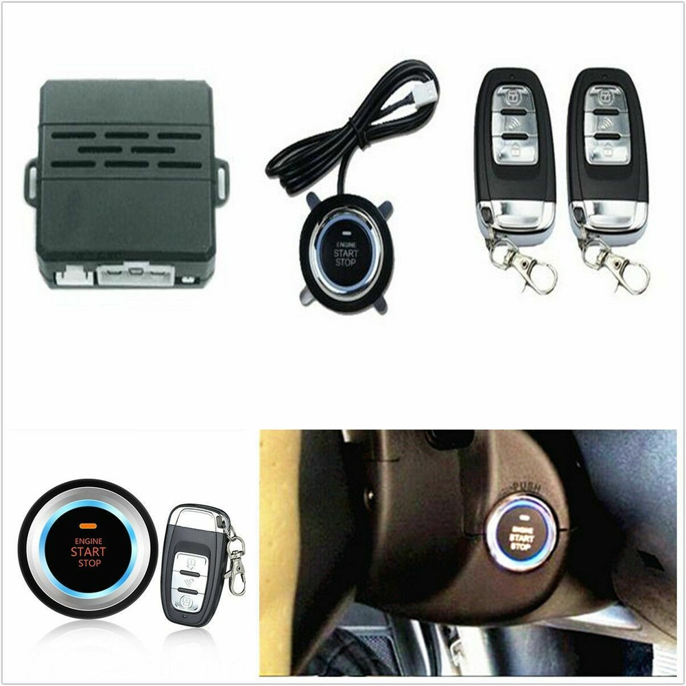 Car Alarm System Security Vibration Alarm Engine Starter Push Button Remote Kit