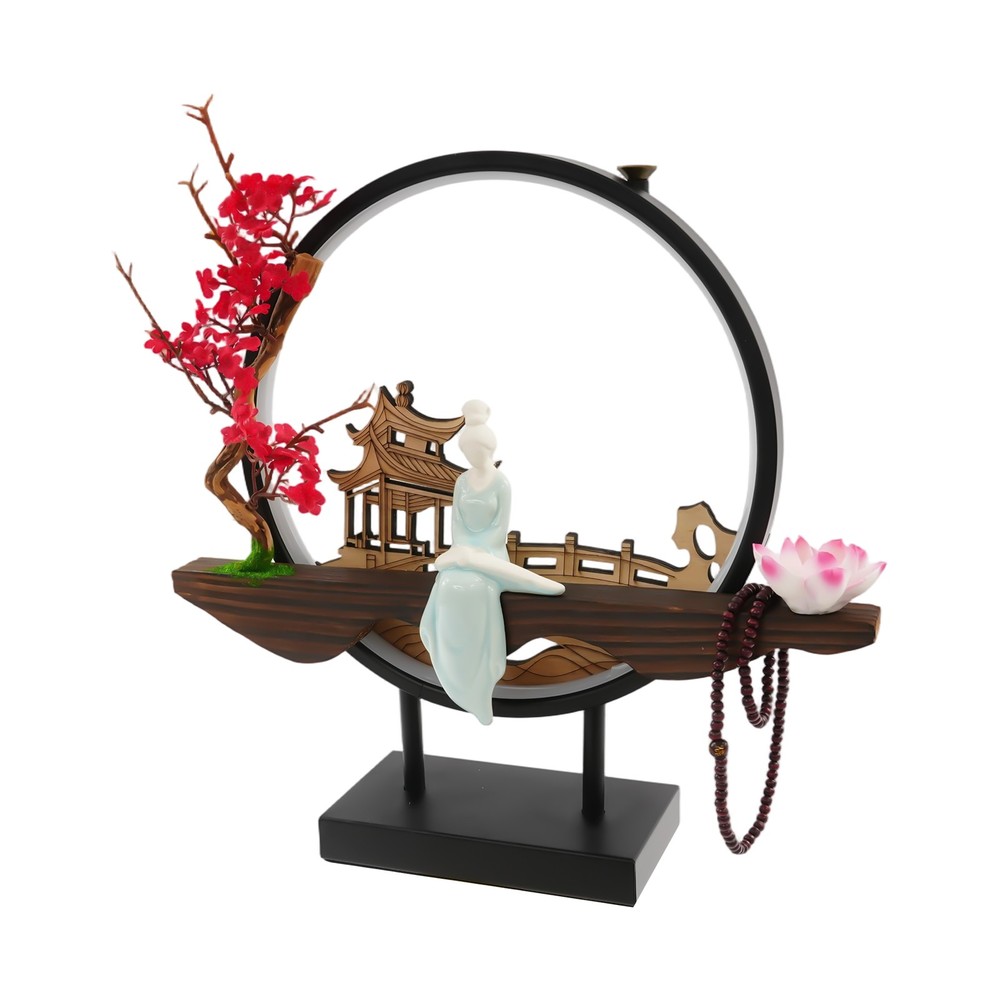 Backflow Incense Holder with LED Light, Ceramic Backflow Incense Burner
