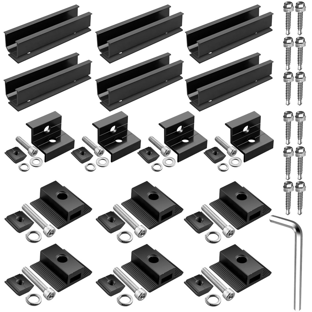 Anbte Solar Panel Mounting Brackets, 1.18"(30mm) & 1.38"(35mm), Black