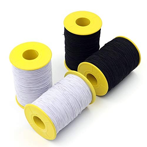 (2 Rolls) White AND Black Elastic Thread 547 Yard Package 0.5mm Thickness
