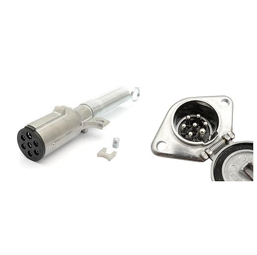 7-Way Electrical Plug with Spring Guard with 7-Way split pin Socket 2 Bolts