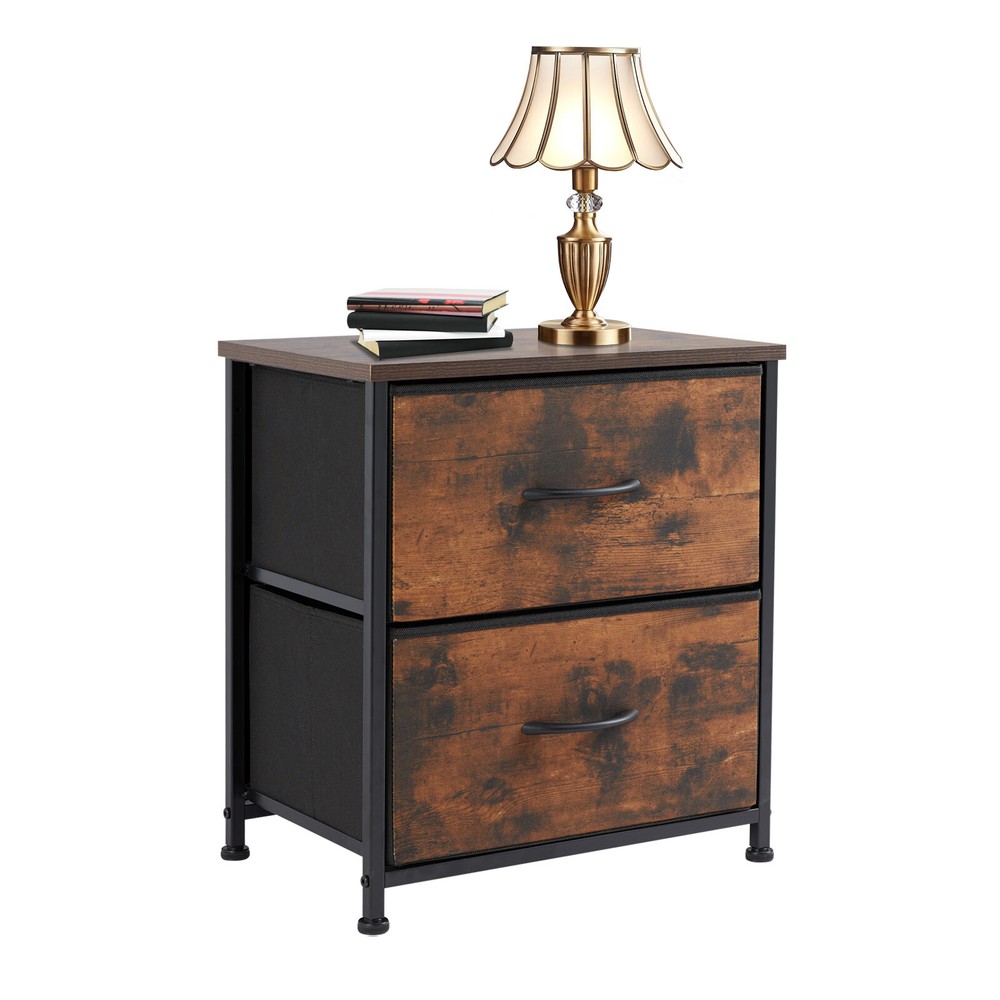 2 Fabric Drawers Nightstand for Bedroom End Table Side Table Bedside Table