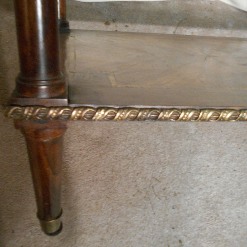 ANTIQUE LOUIS XVI INLAID TWO TIER SIDEBOARD SERVING TABLE