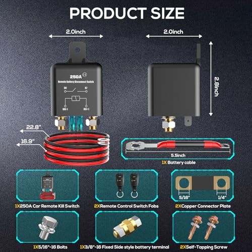 Side Post Remote Battery Disconnect Switch kit 12V Side remote switch kit 250a