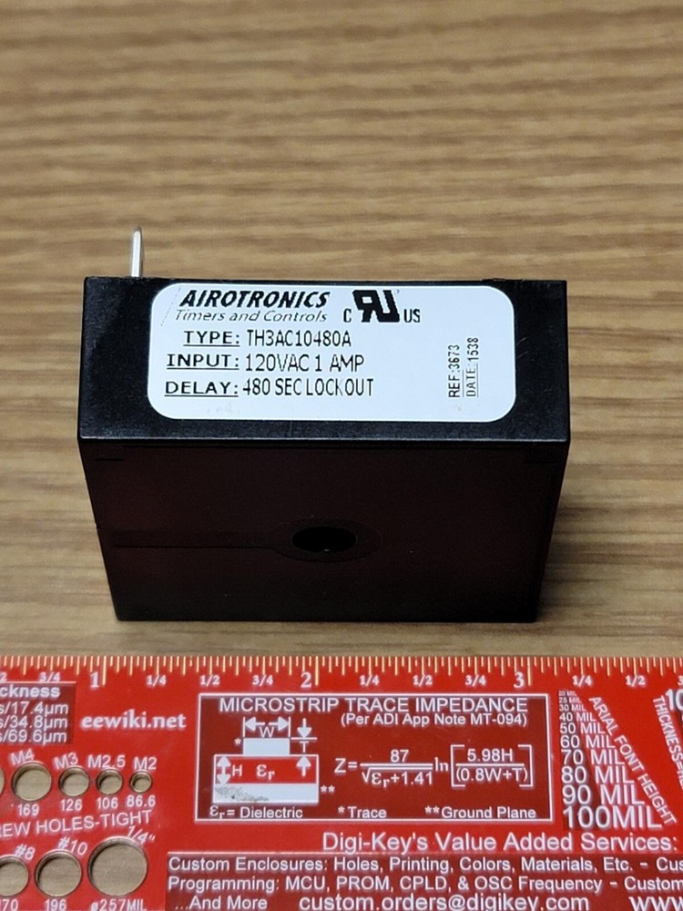Airotronics TH3AC10480A Solid State Timer Relay, Delay 480sec, Input: 120VAC 1A
