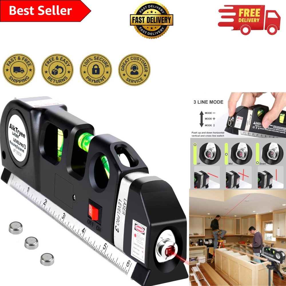 Accurate Laser Leveling Tool with Metric Rulers - Essential for Any Project