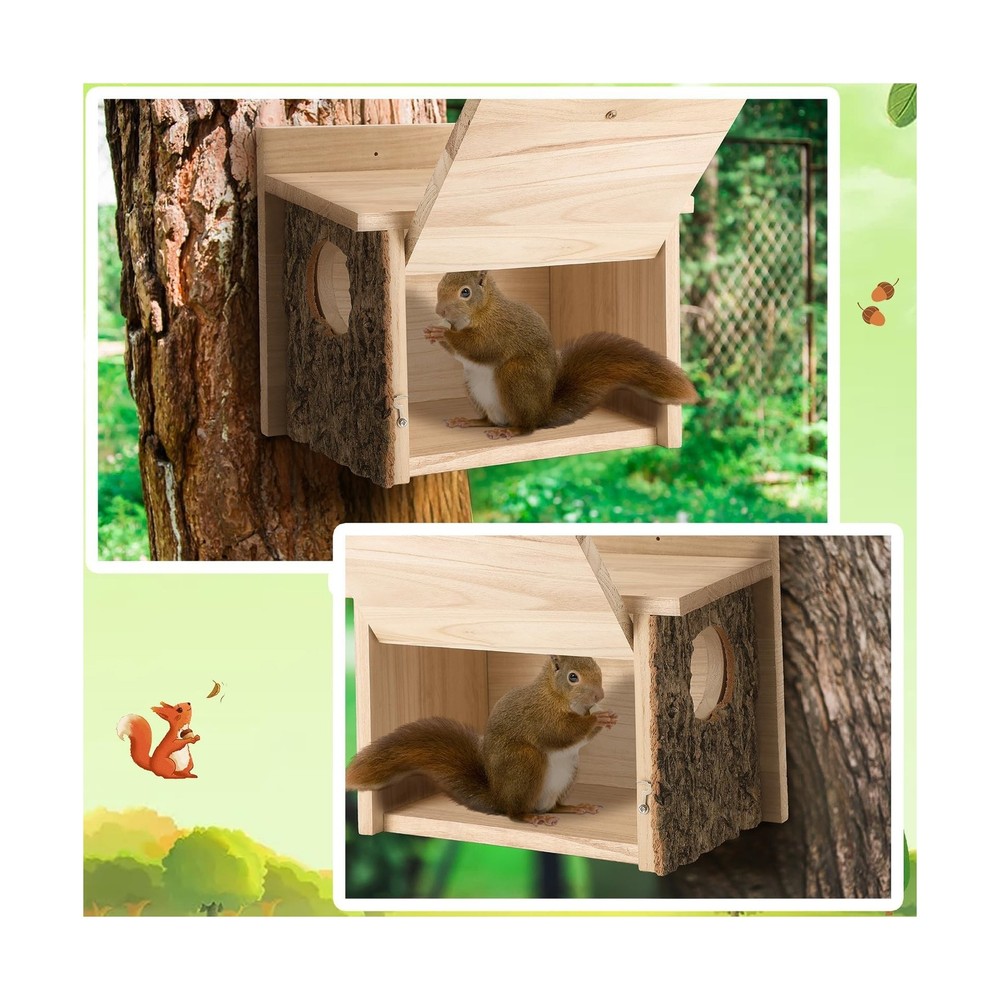 1 Pcs Large Squirrel Nesting Box Squirrel House for Outside Nesting Hanging H...