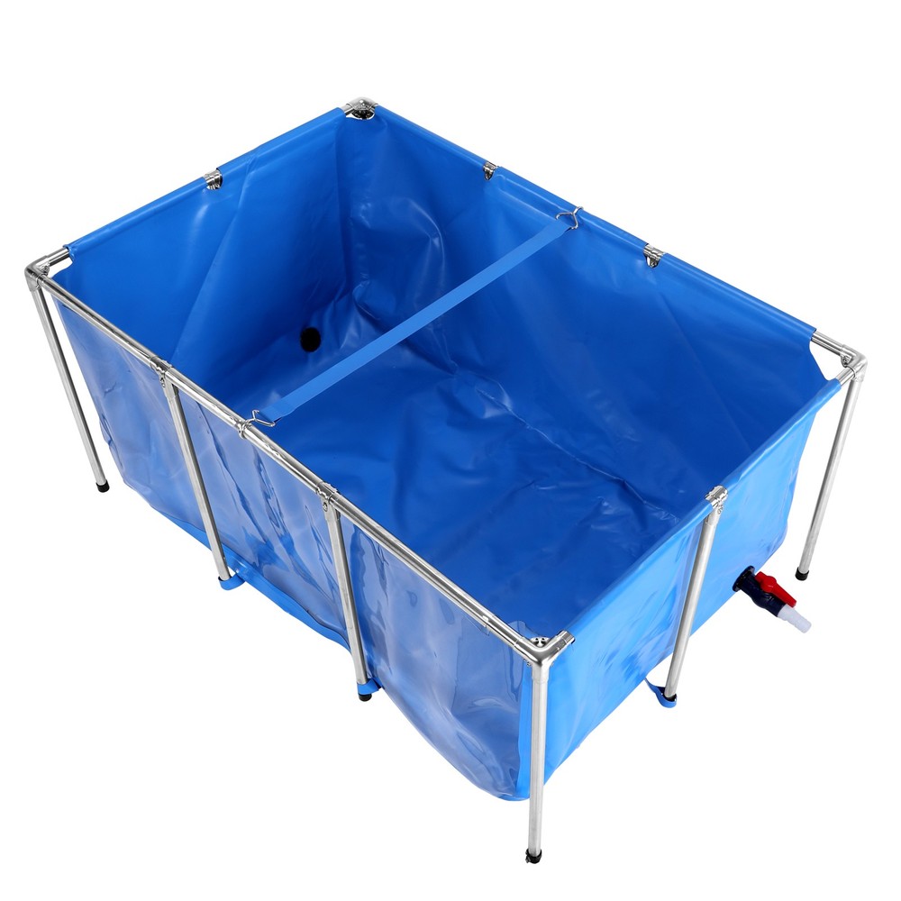 Rectangular Goldfish Tank with Frame & Drain Valve Above Ground Fish Pond Clear