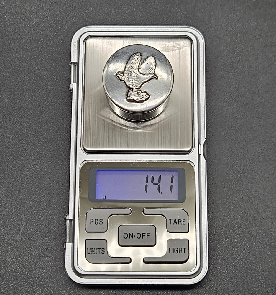 Vintage Silver 800 with Engraved Repousse Eagle Pill Box/Snuff Box/70s