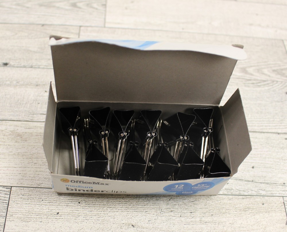 Office Max Binder Clips -Medium - 58" Capacity - Black - 11 Pack - New