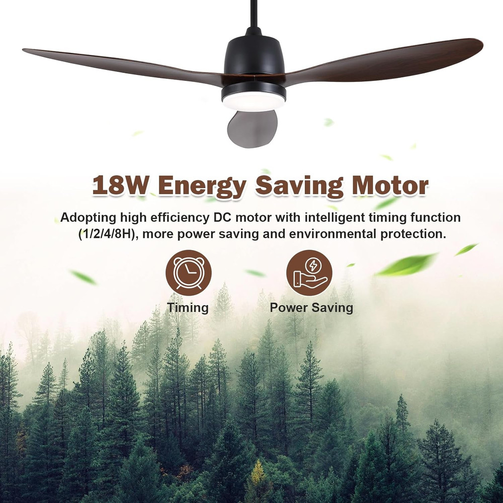 52" Waterproof Outdoor Ceiling Fan with Light, Remote & App Control, 6 Speeds