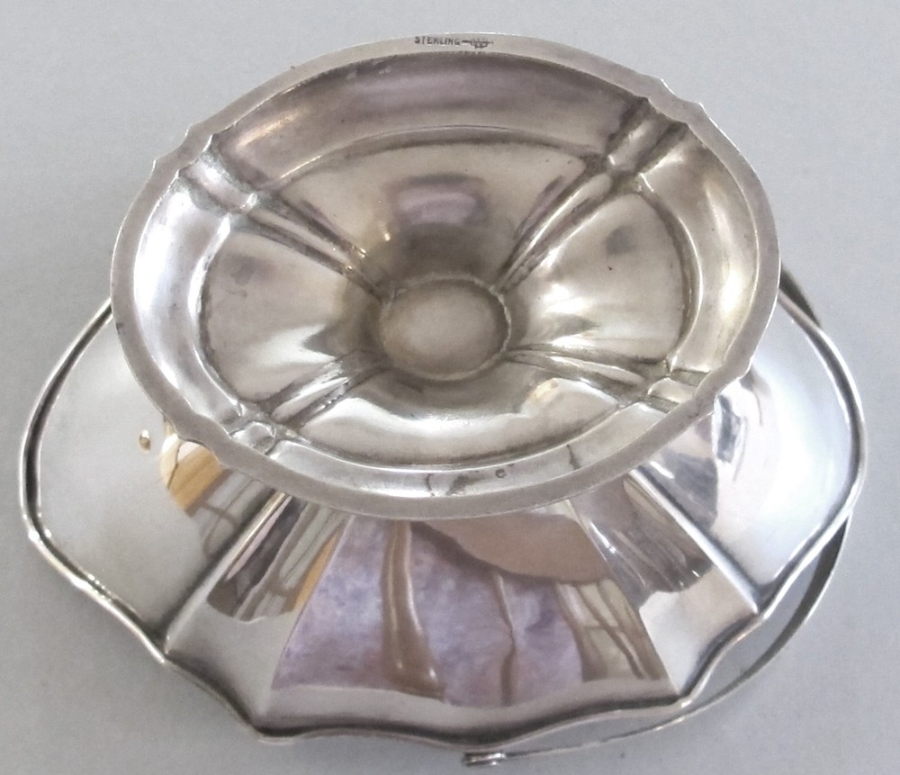 SOLID STERLING SILVER Deep Bowl Dish with Handle - Webster Company