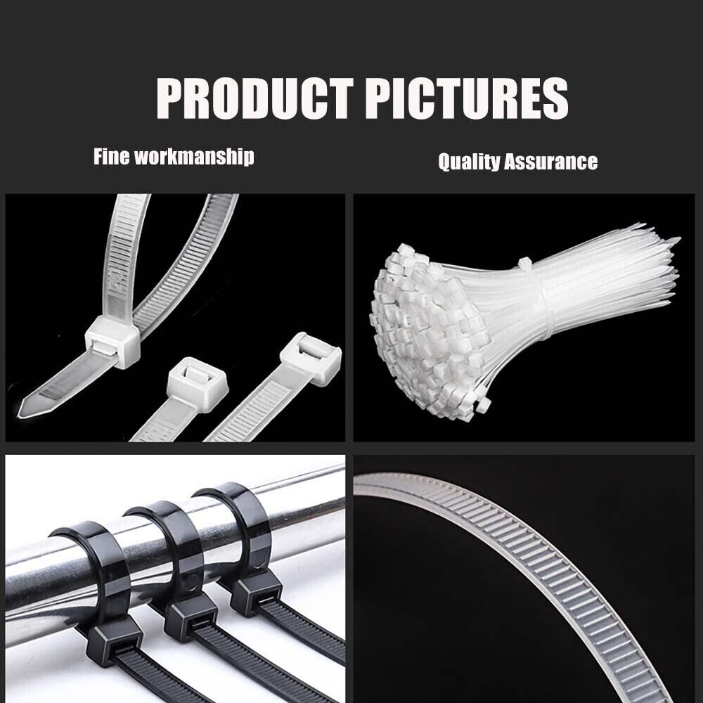 Cable Ties White & Black Natural Nylon Plastic Zip Tie Wraps VARIOUS SIZES